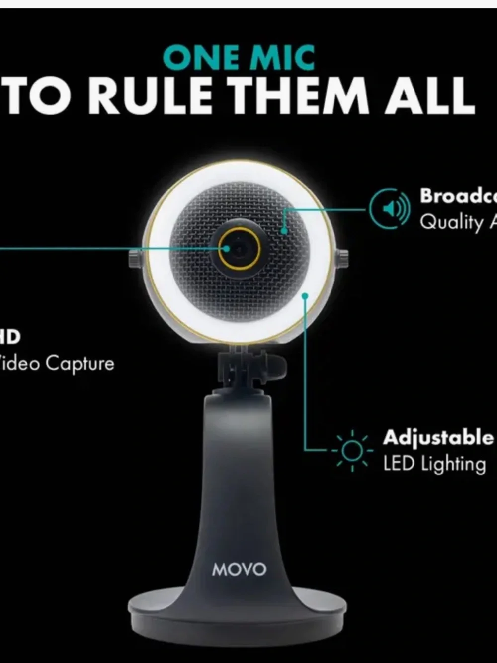 WebMic HD Pro - All-in-One Streaming Webcam, Microphone and LED Ring Light